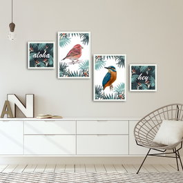 Wallity Cuadro Decorativo Enmarcado 4 Piezas 4PBCT-11 Multicolor